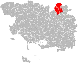 Lage der Communauté de communes du Porhoët im Département Morbihan