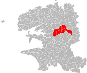 Lage der CC du Yeun Ellez im Département Finistère