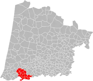 Lage der Communauté de communes du Pays d’Orthe Département Landes