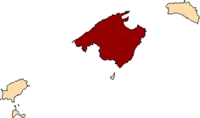 Lage von Lage Mallorcas in Bezug auf die Balearen in den Balearischen Inseln (anklickbare Karte)