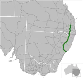 Übersichtskarte New England Highway