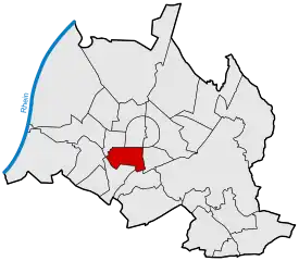 Lage von Südweststadt in Karlsruhe