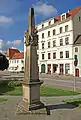 Distanzsäule auf dem Neumarkt
