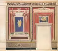 Entwurf der pompejanischen Wandmalerei im Innern. Zeichnung von Alexander Gilli, um 1869