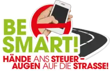 Kampagnenlogo BE SMART! Hände ans Steuer – Augen auf die Straße