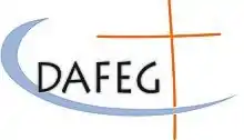 Logo der DAFEG, oranges Kreuz, hellblauer Bogen und Schriftzug DAFEG