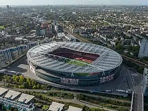 Luftbild des Emirates Stadium im Oktober 2022