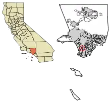 Lage Gardenas im Los Angeles County