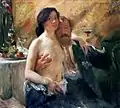 Selbstporträt mit Charlotte Berend und Sektkelch, 1902