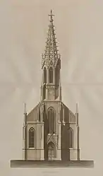 Ansicht von Westen, Entwurfszeichnung von Ludwig Friedrich Gaab, 1862.