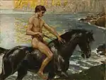 Reiter am Strand, um 1890