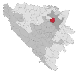 Lage der Gemeinde Lukavac in Bosnien und Herzegowina (anklickbare Karte)
