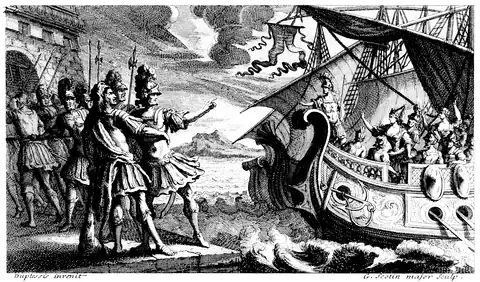 Szenenbild des ersten Akts. Partiturausgabe von 1708