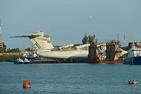 MD-160, ein Fahrzeug der Lun-Klasse, in der Marinewerft Kaspijsk
