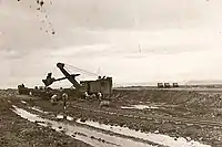 Bau des Flugplatzes in Lista mit  einem Menck-Hochlöffelbagger
