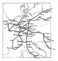 Netz der Luxuszüge mit Streckenanteil in Deutschland