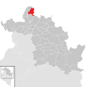 Lage der Gemeinde Möggers im Bezirk Bregenz (anklickbare Karte)
