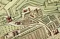 Darstellung auf dem Müllerplan von 1793:Die Kronenporte (links) am oberen Ende der Halseisengasse