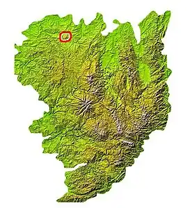 Lage der Monts de Toulx-Sainte-Croix im Zentralmassiv