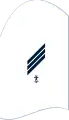 Dienstgradabzeichen eines Hauptgefreiten (30er Verwendungsreihe) auf dem Oberärmel des weißen Hemdes für Marineuniformträger