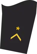 Dienstgradabzeichen eines Fähnrichs zur See (kein Sanitätsoffizieranwärter) auf dem Unterärmel der Jacke des Dienstanzuges für Marineuniformträger