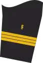 Dienstgradabzeichen eines Oberstabsarztes (Approbation für Humanmedizin) auf dem Unterärmel der Jacke des Dienstanzuges für Marineuniformträger