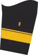 Dienstgradabzeichen eines Admiralarztes (Approbation für Humanmedizin) auf dem Unterärmel der Jacke des Dienstanzuges für Marineuniformträger