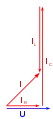 Zeigerdiagramm eines Parallelschwingkreises oberhalb der Resonanzfrequenz
