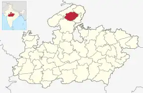 Positionskarte des Distrikts Gwalior