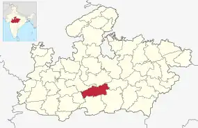 Positionskarte des Distrikts Narmadapuram