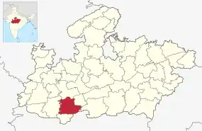 Positionskarte des Distrikts Khandwa