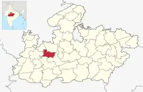 Positionskarte des Distrikts Shajapur