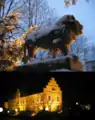 Winterliche Licht- und Schattenspiele am ehemaligen Schloss