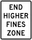 Zeichen R2-6PEnde einer Zone mit erhöhten Bußgeldern