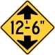 Zeichen W12-2 Maximal zulässige Höhe (angegeben in Fuß und Inch, also hier 12 Fuß 6 Inch)