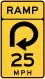Zeichen W13-7Richtgeschwindigkeit auf der Rampe