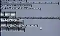 Kernel panic unter Mac OS X 10.0/10.1; dahinter ist der „Happy Mac“ zu sehen (Bildschirmmitte, aber nicht Bildmitte)