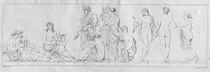Die Unterwelt, Ausschnitt links: Das Elysion.Lithographie von Rudolph Lehmann