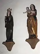 Holzplastiken(um 1500),links die heilige Barbara,rechts die Mutter Gottes