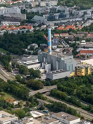 Luftaufnahme des Müllheizkraftwerks