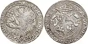 Taler von Großherzog Stephan Báthory mit dem litauischen Vytis (Waykimas) und dem polnischen Adler, 1579