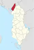 Lage des Kreises Malësia e Madhe