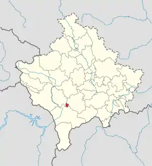 Lage der Gemeinde Mamusha im Kosovo (anklickbare Karte)