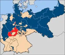 Rot: Lage der Provinz Hessen-Nassau