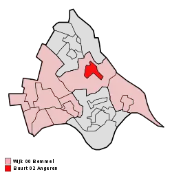 Lage von Angeren in der Gemeinde Lingewaard