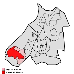 Lage von Merum in der Gemeinde Roermond