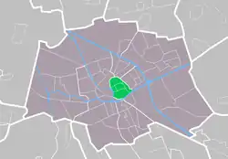 Lage von Binnenstad in der Gemeinde Groningen