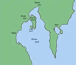 Karte des Golf von Davao