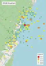 359 Erdstöße am 9. Februar (UTC+8) – CWB,  Hualien 2018