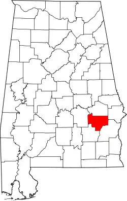 Karte von Bullock County innerhalb von Alabama